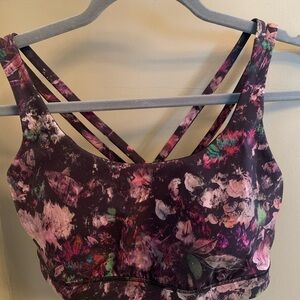 Lululemon energy bra, black floral crisscross size S